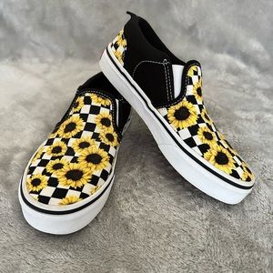 Kids Vans sunflower slip on shoes